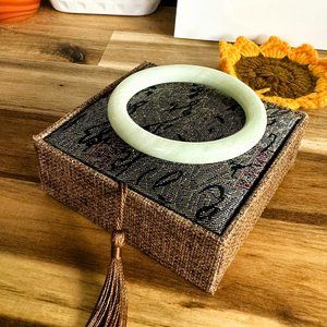 Milky Light Green Jade (Nephrite) Bangle